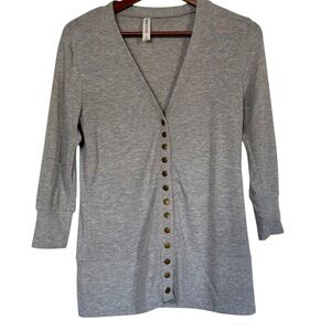 V-Neck Snap Front Light Weight 3/4 Sleeve Cardigan Mid Length, Med -NWOT
